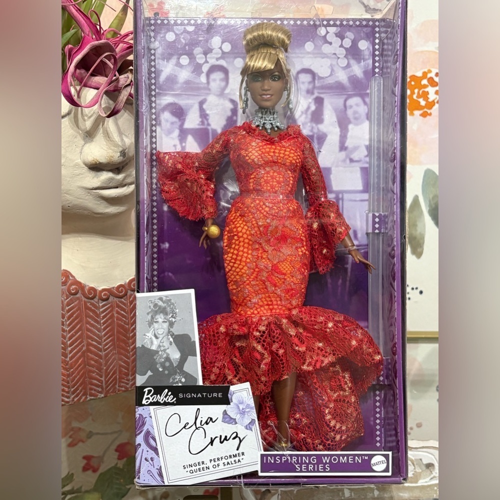 Barbie Inspiring Doll, Celia Cruz Queen of Salsa in Red Lace Dress NEW in Box